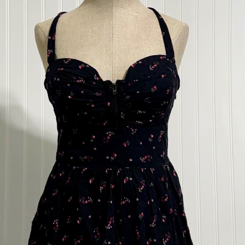 Guess Womens 11 Halter Mini Dress Cotton Floral Y2K Coquette Rockabilly Pinup - Picture 2 of 8